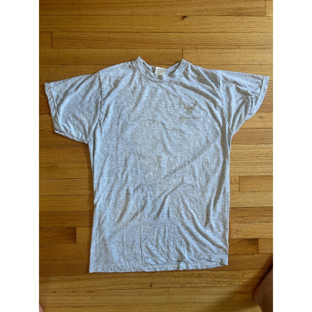 US Air Force PT T-Shirt Mens Large Gray Reflective Logo Military Issue UNICOR